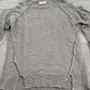 Light Gray Cold-Shoulder Knit Sweater